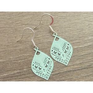 Small Filigree Metal Earrings Light Blue